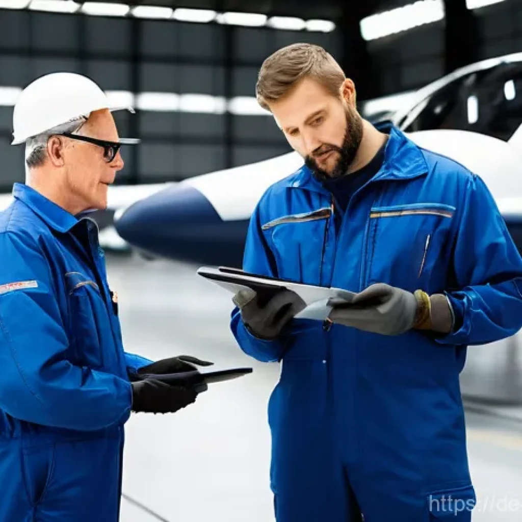 항공정비사와 협력 업체 관계 관리 - **Prompt 1: Collaborative Aviation Maintenance in a Hangar**
    "A diverse team of skilled aircraft...